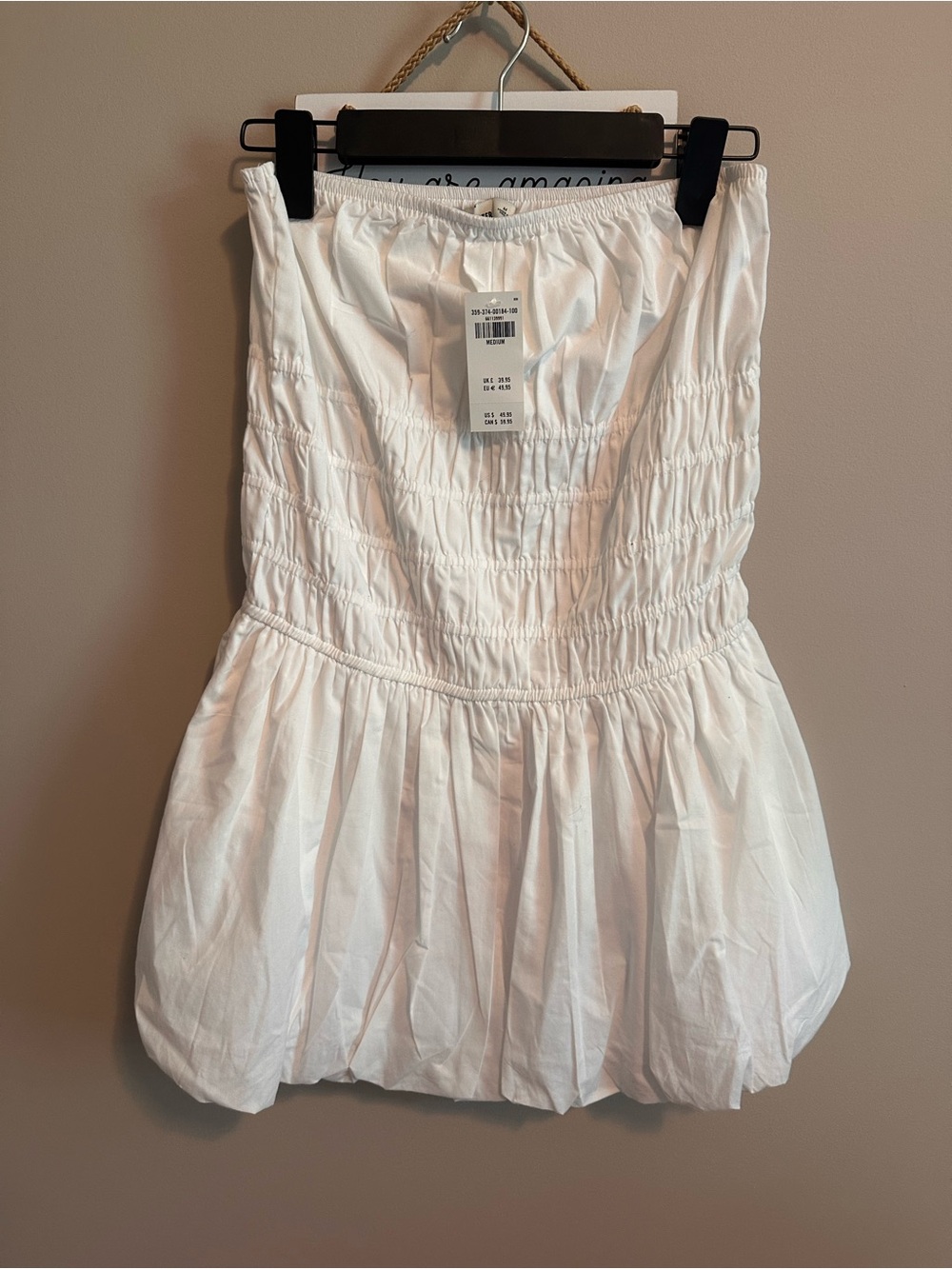 Hollister White Smocked Bubble Mini Skirt